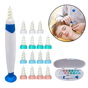 Earwax Remover Ear Wax Cleaner Soft Silicone Spiral Earwax Remover Tool with 16 Replacement Heads