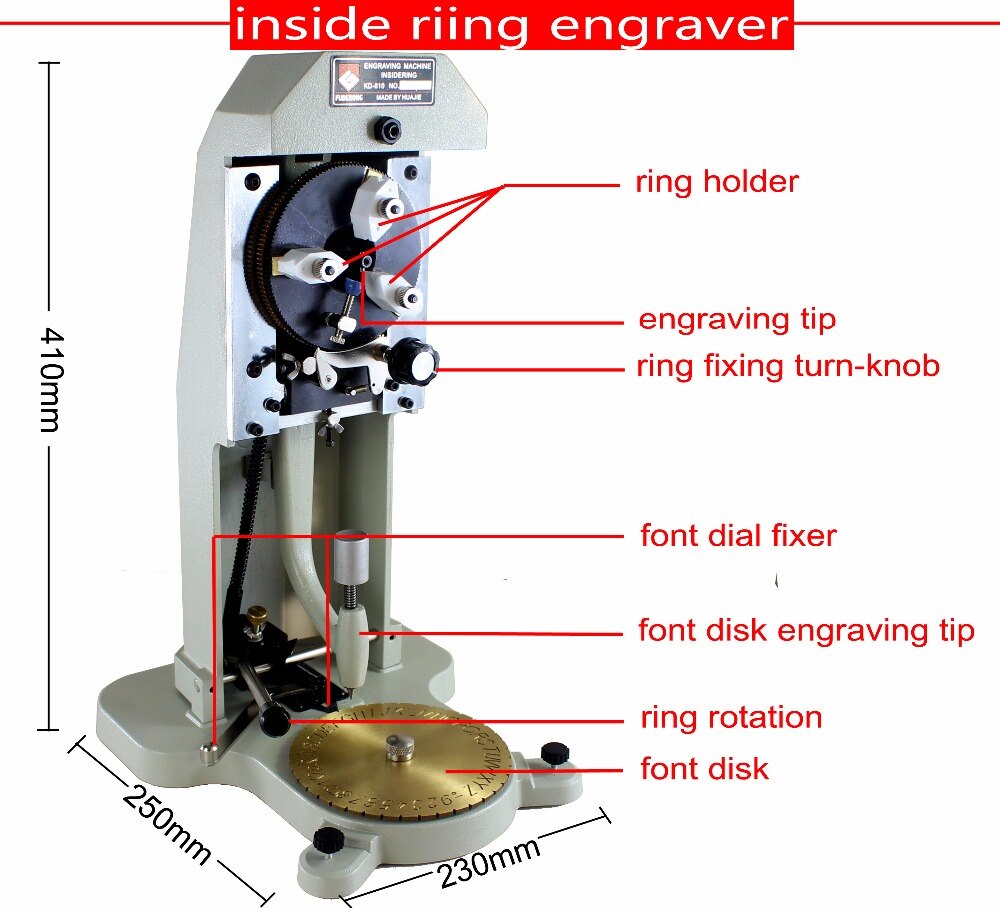 Inside Ring Engraver Stamper with Two Faces Standard Letter Block Dial Jewelry Making Engraving Machine