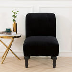 Armless Chair Cover with Soft Velvet Fabric for Slipcover Furniture Protection (Black)