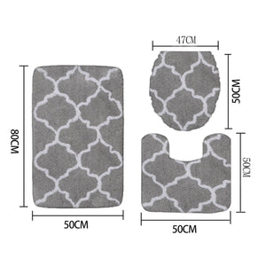 3 Pack Bathroom Mat Set Rug Non Slip - Rug, Contour Mat and Lid Cover