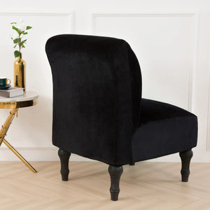 Armless Chair Cover with Soft Velvet Fabric for Slipcover Furniture Protection (Black)