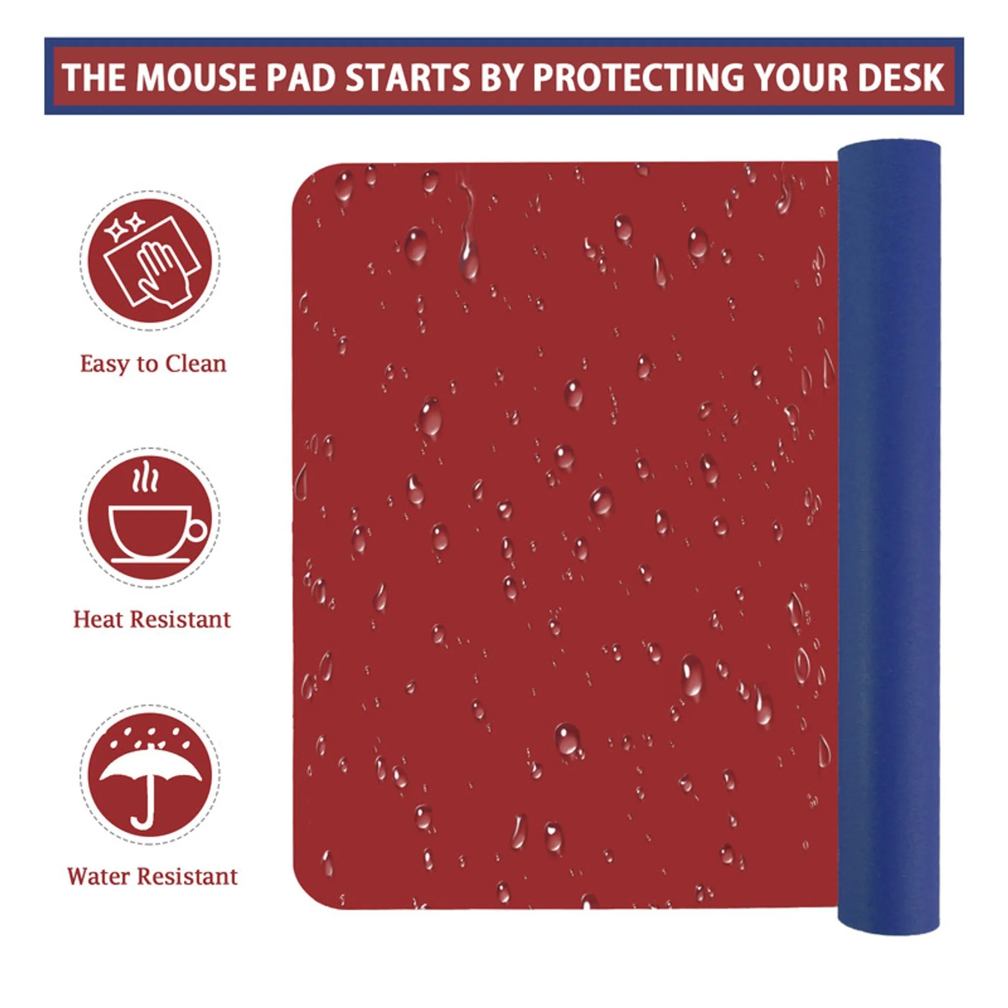 Dual-Sided Multifunctional Desk Pad Waterproof Faux Leather Computer Desk Mat