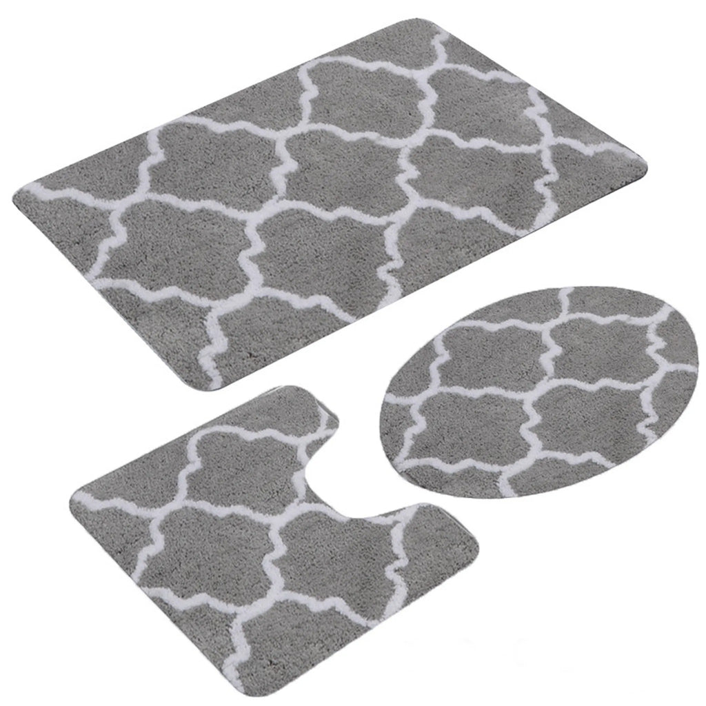3 Pack Bathroom Mat Set Rug Non Slip - Rug, Contour Mat and Lid Cover