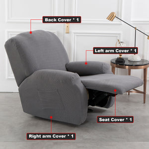 4 Pieces Stretch Recliner Chair Cover Easy-Going With side pockets Waterproof non-slip advanced fabric,6 color