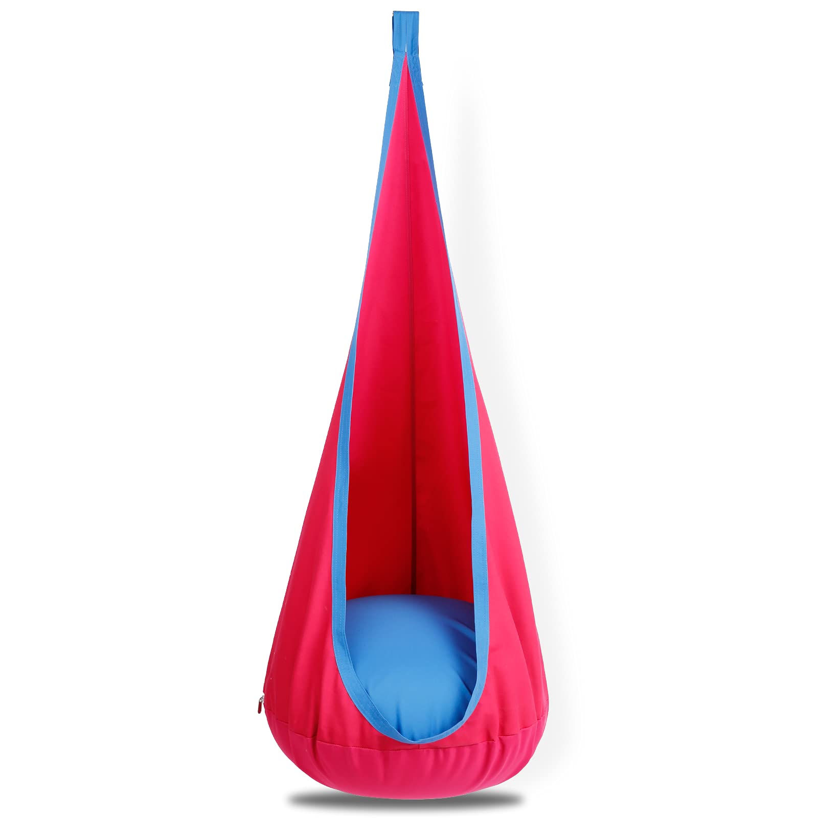 Kids Pod Swing Seat 100% Cotton Hammock Pod Chair with Pocket 360-Degree Rotating Suspension Plate for Outdoor Indoor