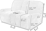 Love-seat Recliner Cover with Cup Holders 2 Seats Easy-Going Non Slip Soft Sofa Slipcover Thick Soft Furniture Covers, 12 Colors