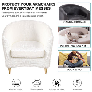 2 Piece Velvet Plush Chair Slipcovers High Stretch Slip Resistant Tub Chair Slipcovers Sofa Furniture Protector,8 colors