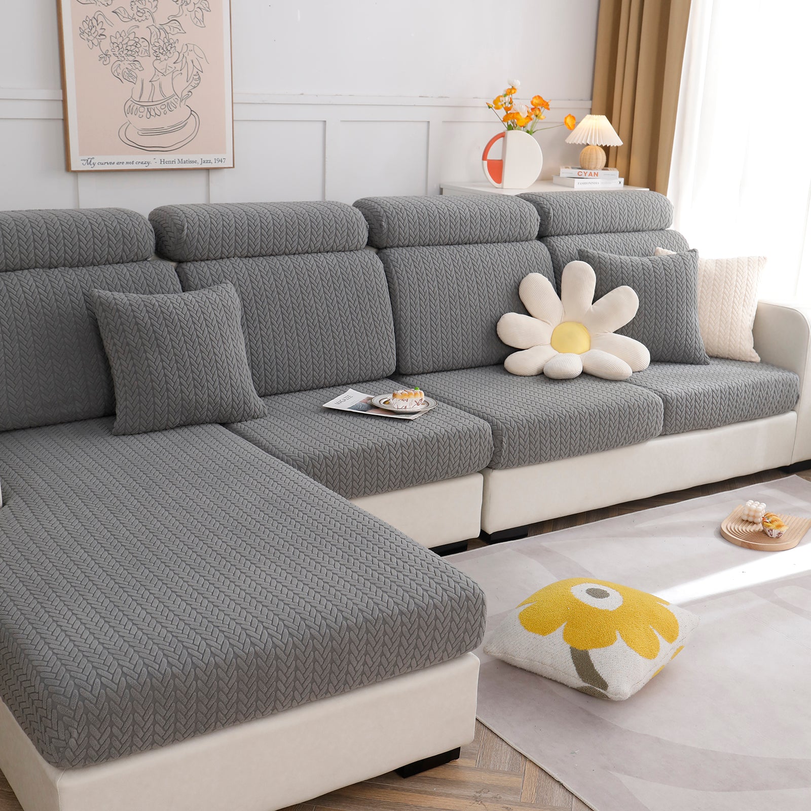 Couch cushion covers for sectional sofas, Elastic, Soft, Sectional sofa cover, Elastic Stretch Sofa Seat Cushion Cover