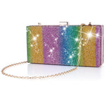 Women Clutch Rainbow Crystal for Wedding Banquet Dance Cocktail Party Graduation Ceremony，Rainbow/Square