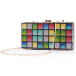 Women Clutch Rainbow Crystal for Wedding Banquet Dance Cocktail Party Graduation Ceremony，Rainbow/Square