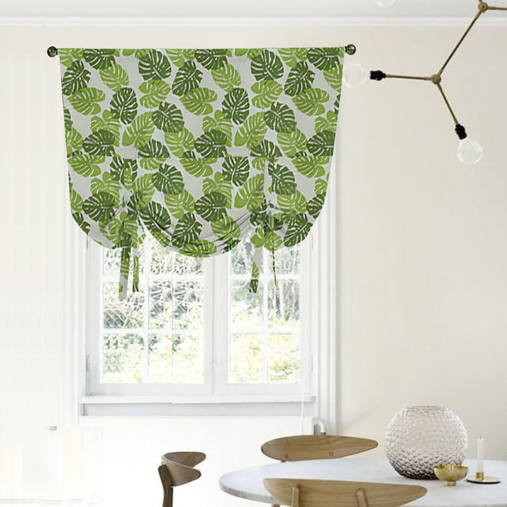 2PCS Green Leaf Curtains for Living Room- Monstera Plant Print Window Treatment Panels Blackout for Kids Bedroom Nursery Decor