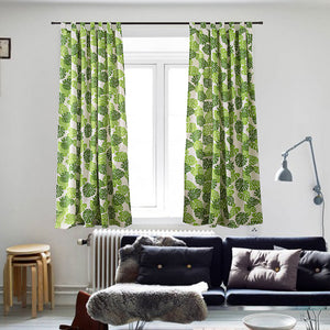 2PCS Green Leaf Curtains for Living Room- Monstera Plant Print Window Treatment Panels Blackout for Kids Bedroom Nursery Decor