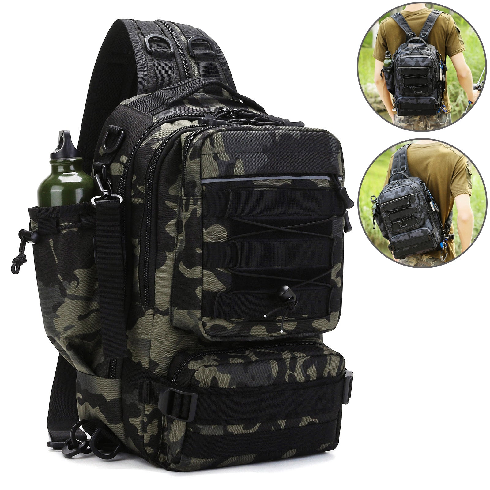 Fishing Tackle Storage Bag Multifunction Outdoor Shoulder Backpack Scratch resistant with Rod Holder