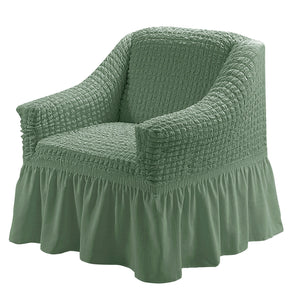 Universal Sofa Slipcover with Skirt Seersucker Fabric Wing Chair Furniture Protector Country Style for 1-4 Seater