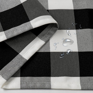 Black and White Buffalo Plaid Blackout Outdoor Curtains Set for Patio Waterproof with Series of Pillowcases & Tablecloth