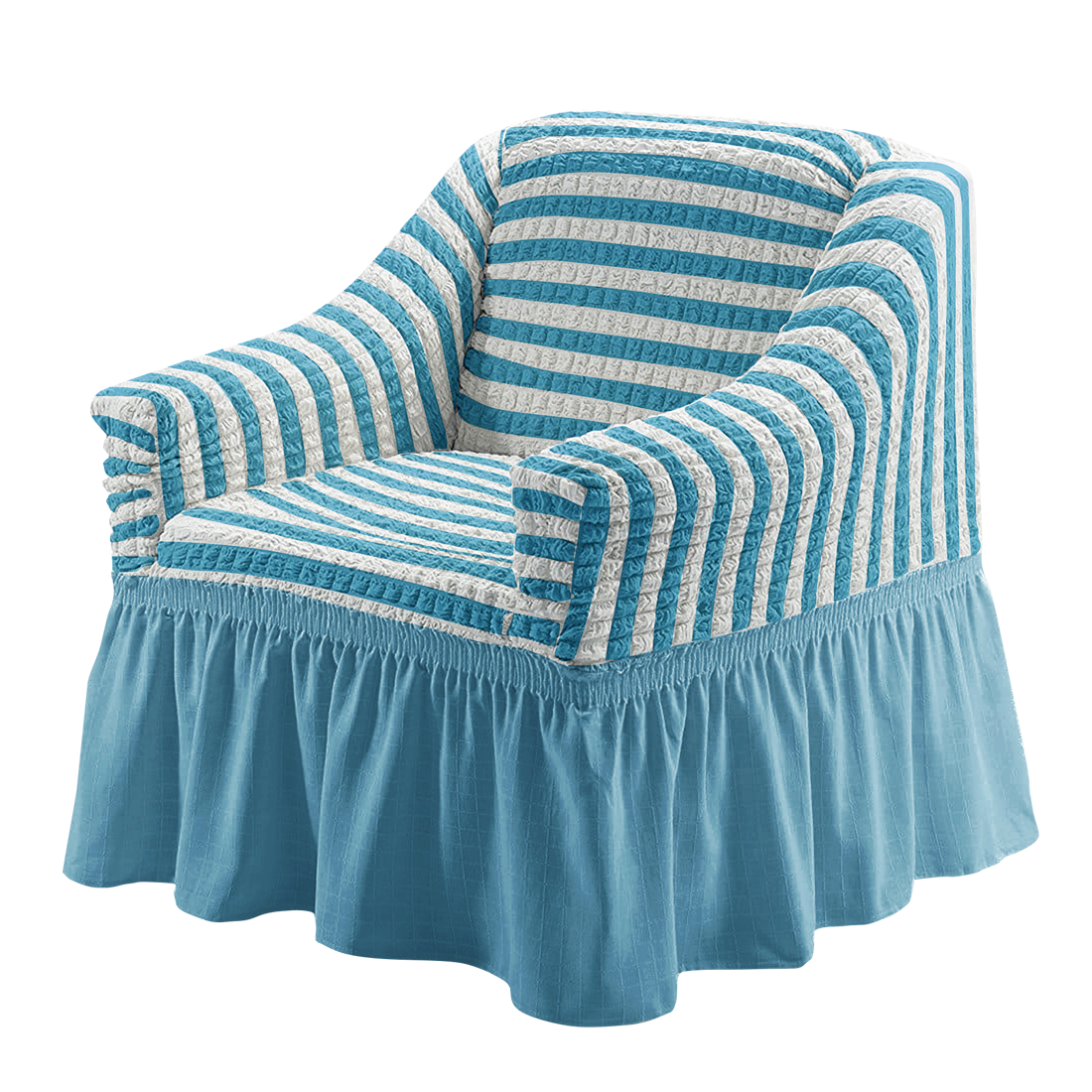 Universal Sofa Slipcover with Skirt Seersucker Fabric Wing Chair Furniture Protector Country Style for 1-4 Seater
