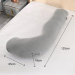 J-shaped Pregnancy Pillow Nursing Pillow Side Sleepers Head Neck Stomach Support Velour 65 x 125 cm