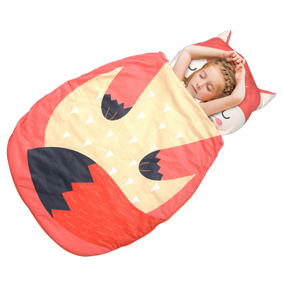 Children Sleeping Bag with Removable Pillow for Preschool Daycare Sleepovers-Cartoon Design