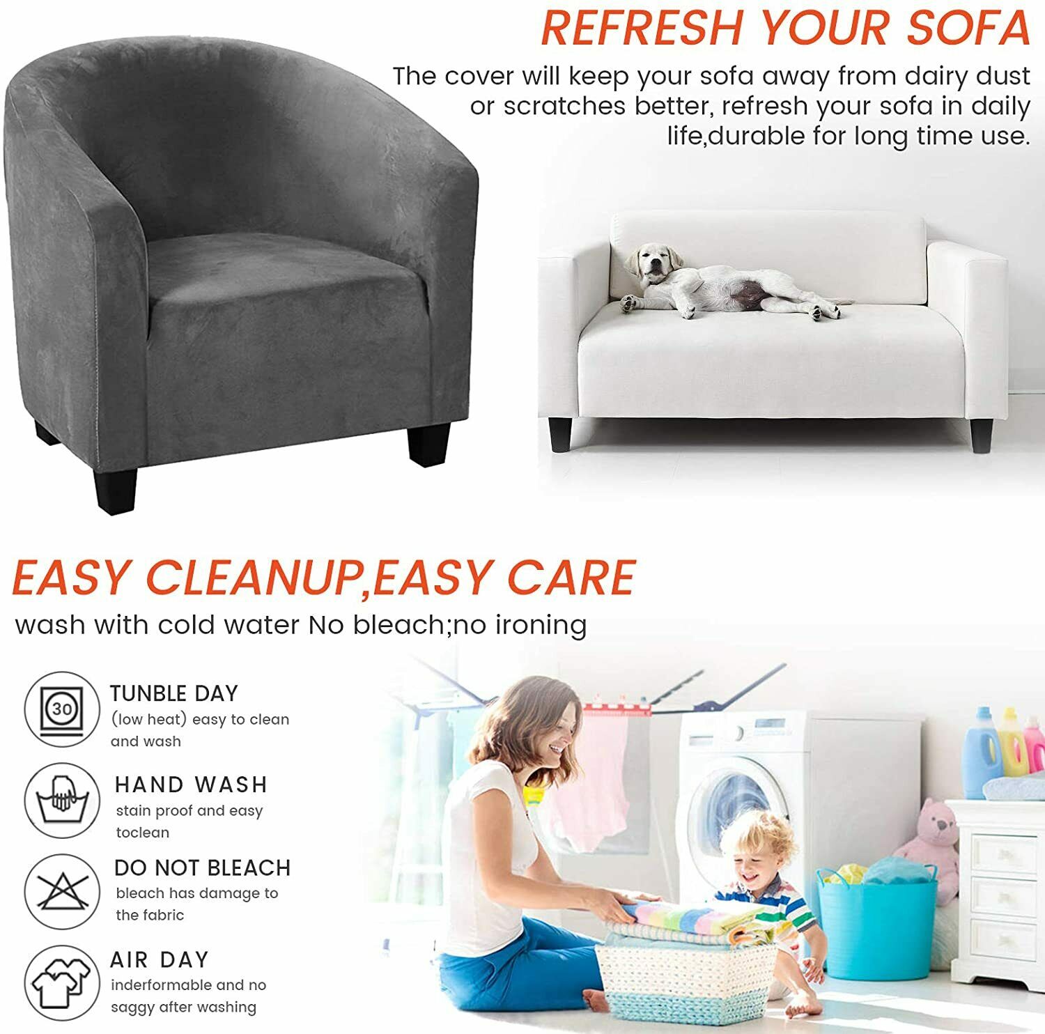 Velvet Tub Chair Cover High Stretch Club Chair Slipcovers Wing Back Armchair Covers Reception Chair Furniture Protector Cover
