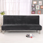 Armless Sofa Cover Stretch Velvet Slipcover Futon Protector Machine Washable