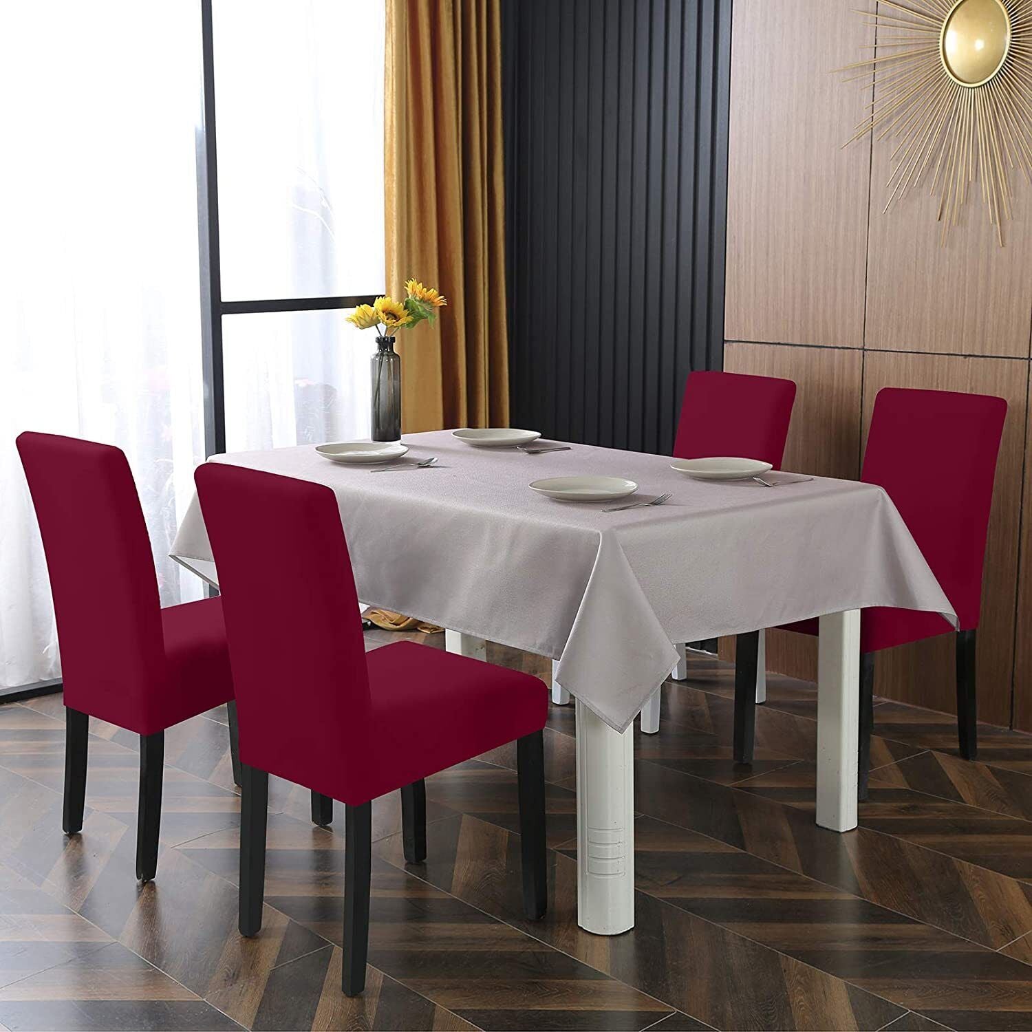 Elastic Chair Cover Solid Color Seat Cover Non-Slip Removable Banquet Decoration