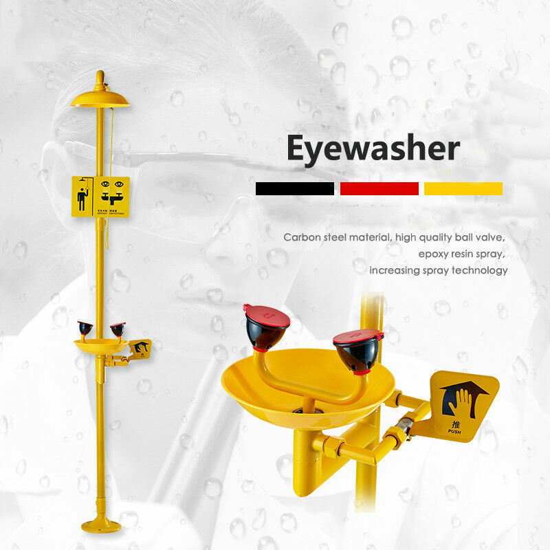 Emergency Eye Wash Station with Covers Stainless Steel Eyewash Shower System