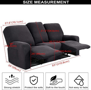 3 Seater Stretch Recliner Cover Velvet Sofa Couch Slipcover Furniture Protector