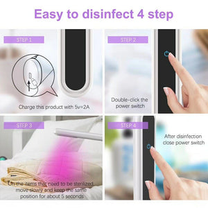 Portable UVC Light Sanitizer Handheld Wand Home Travel Cleaner Disinfection Lamp