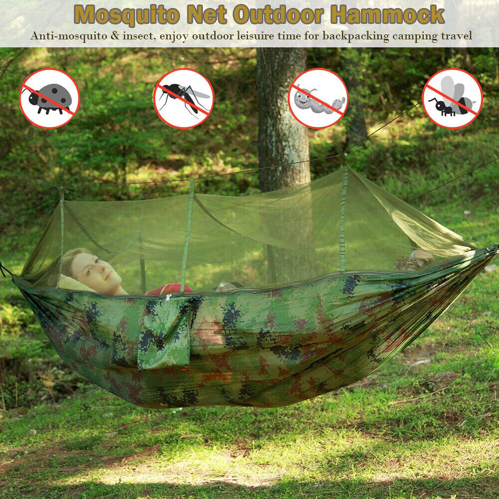 Portable Strength Camping Hammock Hanging Bed with Mosquito Net Outdoor Travel