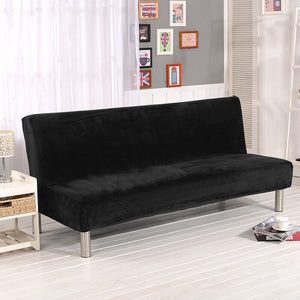 Armless Sofa Cover Stretch Velvet Slipcover Futon Protector Machine Washable