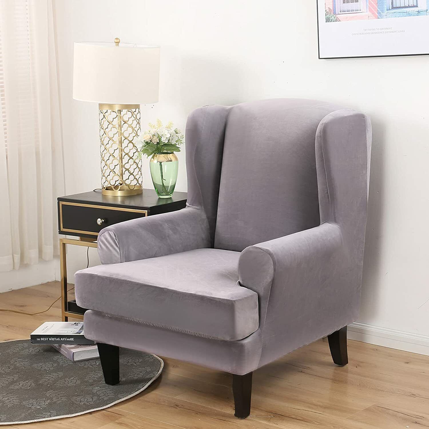 Wingback Chair Cover Stretch Armchair Sofa Slipcover Wing Chair Covers