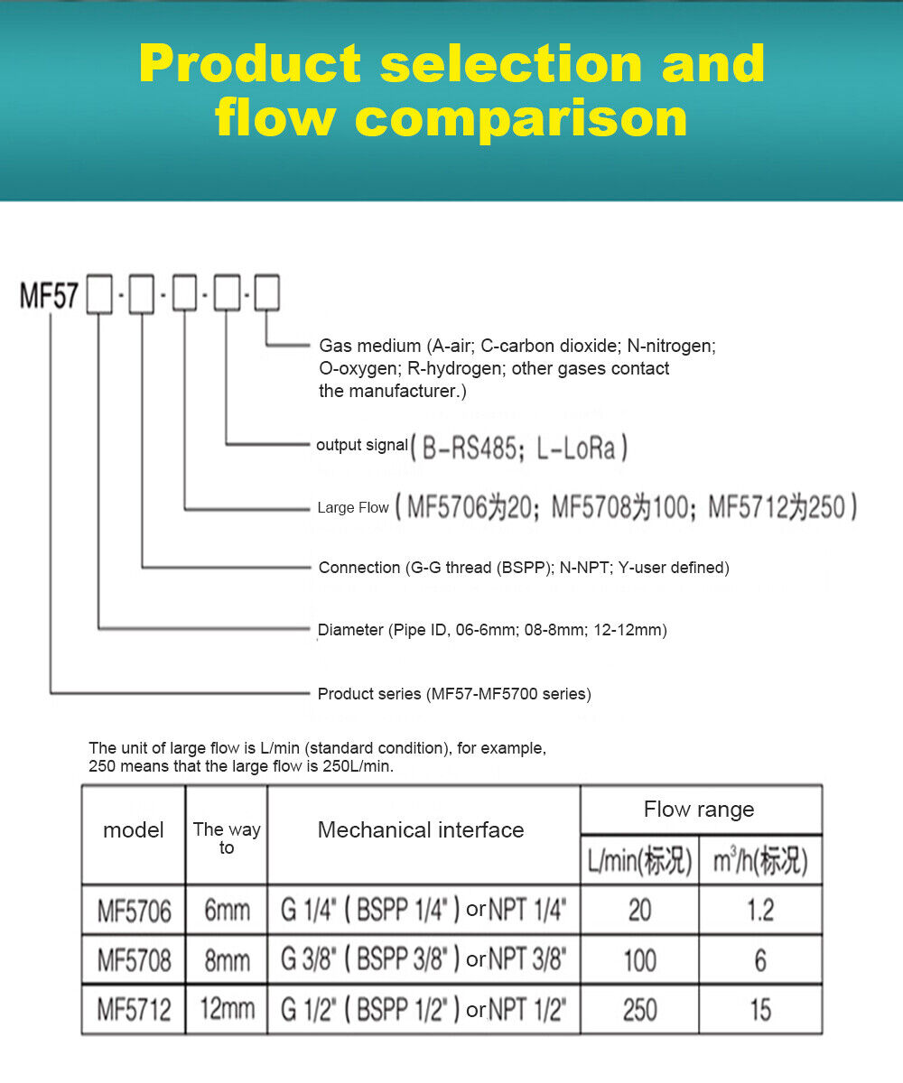 Gas Flow Meter Electronic Digital Mass Oxygen Nitrogen Compressed Air Metering