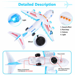 Airplane Toy with Attractive LED Flashing Lights and Sounds for Kids Age 3 - 12 Years Old,Green/White/Red