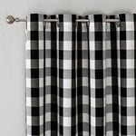 Black and White Buffalo Plaid Blackout Outdoor Curtains Set for Patio Waterproof with Series of Pillowcases & Tablecloth