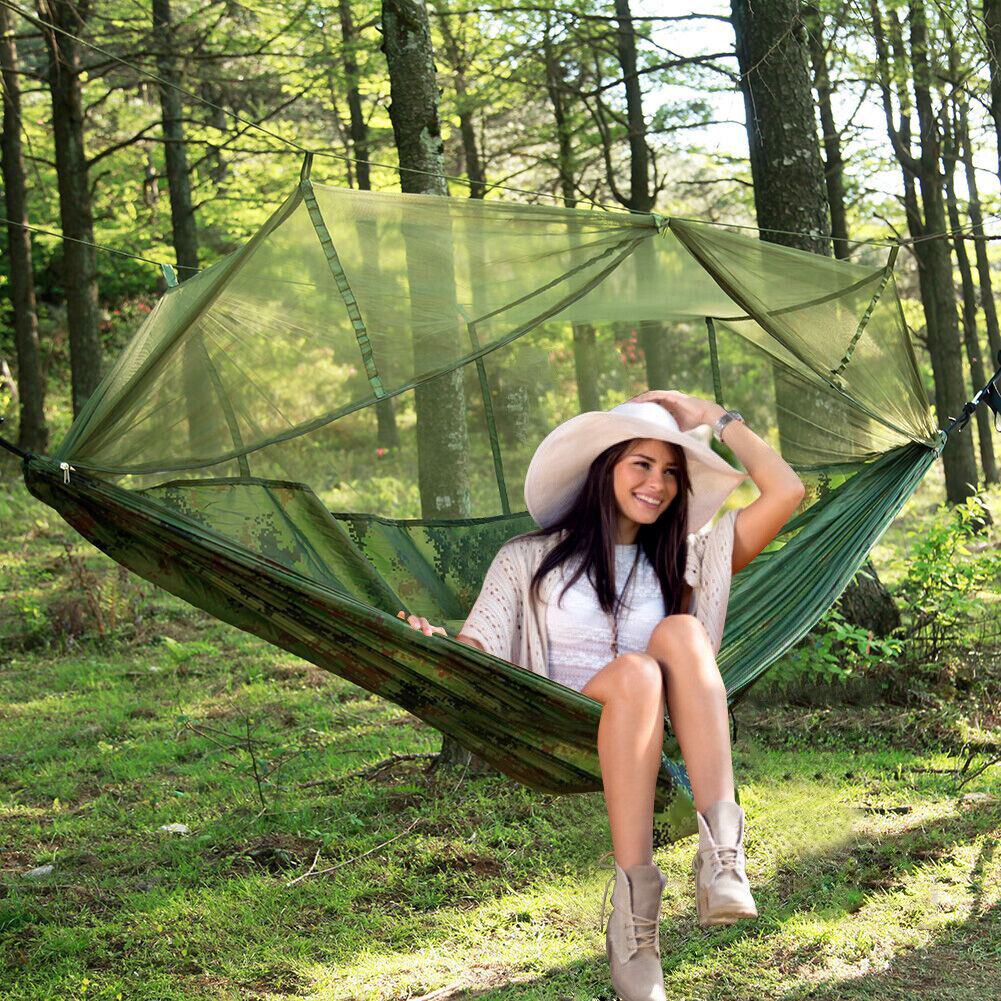 Portable Strength Camping Hammock Hanging Bed with Mosquito Net Outdoor Travel