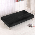 Armless Sofa Cover Stretch Velvet Slipcover Futon Protector Machine Washable