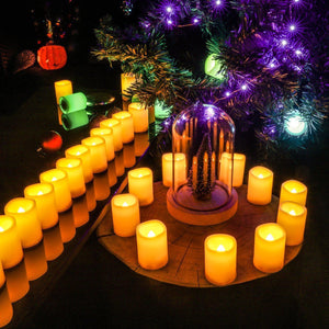 20 PCS Flickering Flameless Resin Pillar LED Candle Lights with Timer for Wedding Party