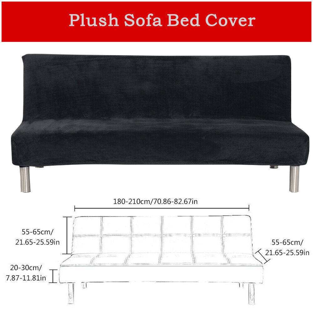 Armless Sofa Cover Stretch Velvet Slipcover Futon Protector Machine Washable