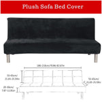 Armless Sofa Cover Stretch Velvet Slipcover Futon Protector Machine Washable