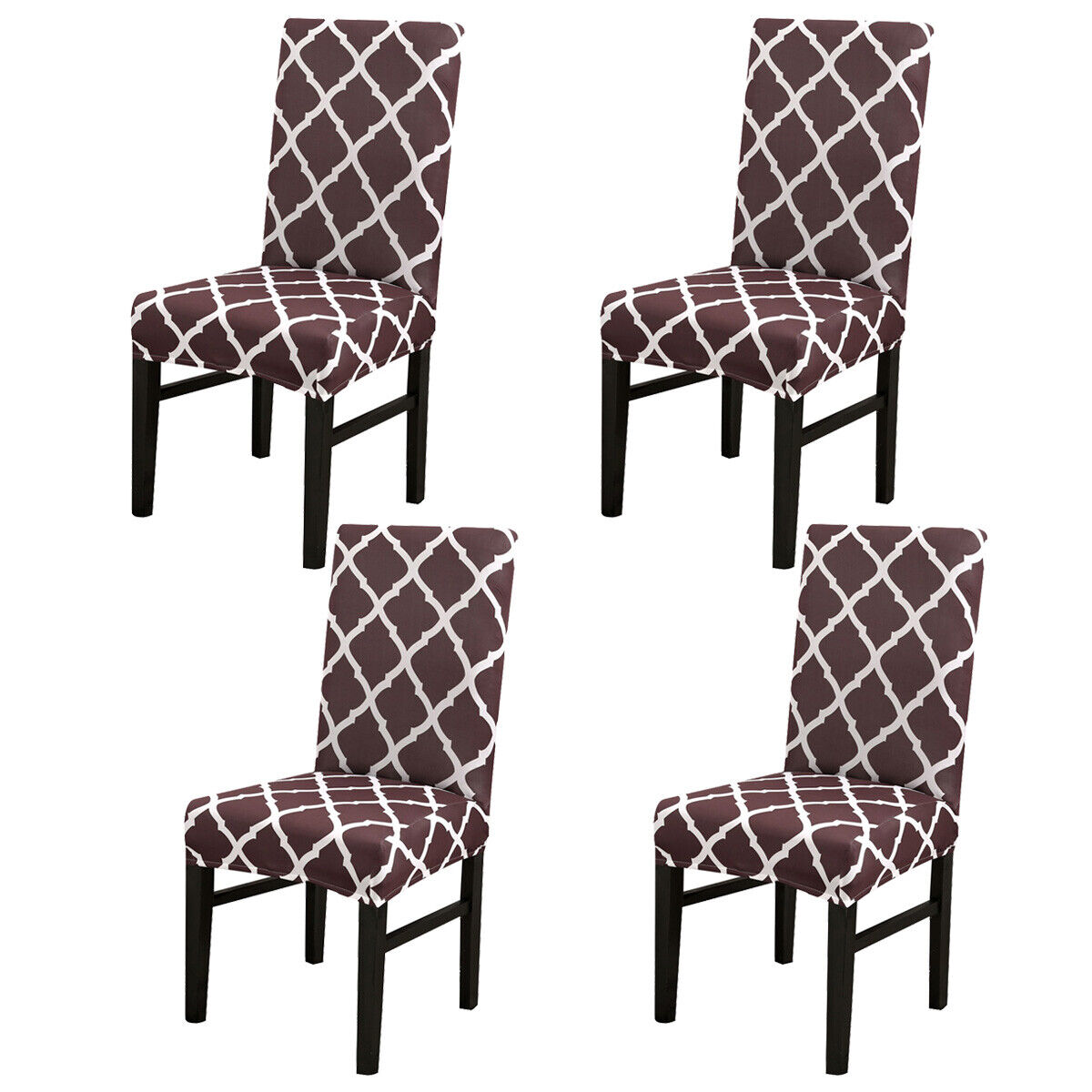 4ⅹDining Chair Covers Slip Stretch Spandex Seat Slipcovers Removable Home Decor