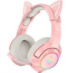 Onikuma K9 Pink Wired Gaming Headset Retractable Cat Ears PS4, Xbox, PC, Switch Headphones