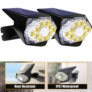 2pc Outdoor Solar Light Motion Sensor Spotlight Wireless Weatherproof Wall Light