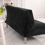 Armless Sofa Cover Stretch Velvet Slipcover Futon Protector Machine Washable