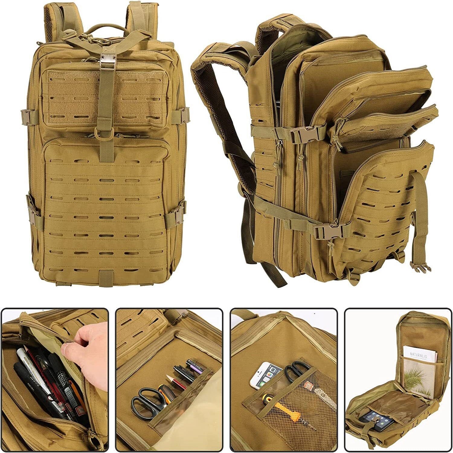 45L Military Molle Tactical Backpack Rucksack Camping Bag Outdoor Travel Hiking