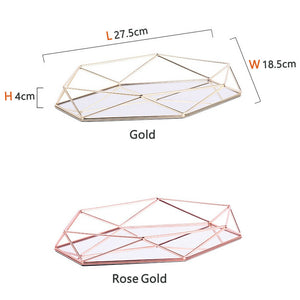 Geometric Prism Trays Decorative Desktop Cosmetic Jewelry Storage Organizer 27.5"  × 18.5" × 4”