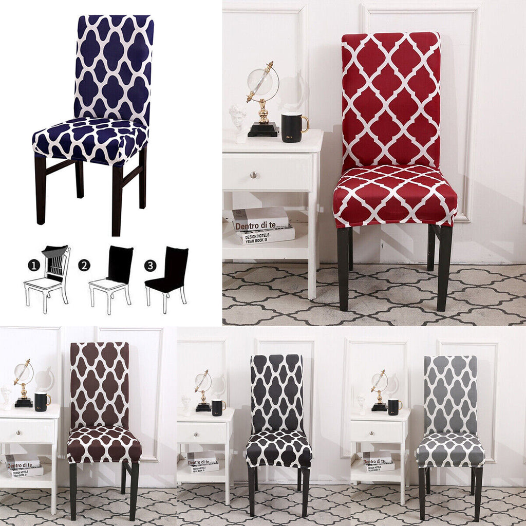 Elastic Dining Chair Cover Protector Detachable Plaid Slipcover Wedding Decor