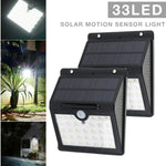 2PCS 33LED Solar Power Wall Light Waterproof Outdoor PIR Motion Sensor Path Lamp