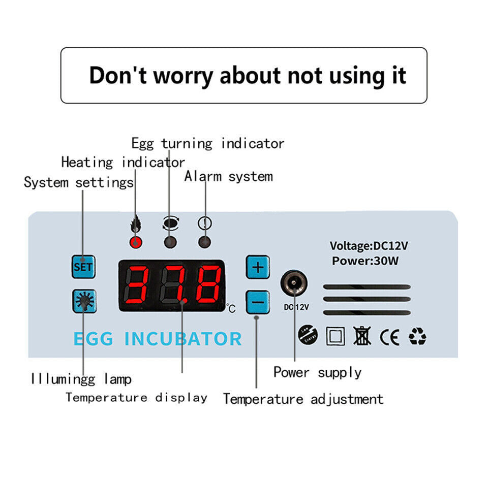 Eggs Incubators for Hatching Chicken Duck Poultry Automatic Turner LED Display