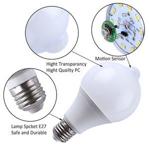 7W E27 Smart LED Light Bulb Infrare Motion Sensor Detection Auto Lamp In/Outdoor