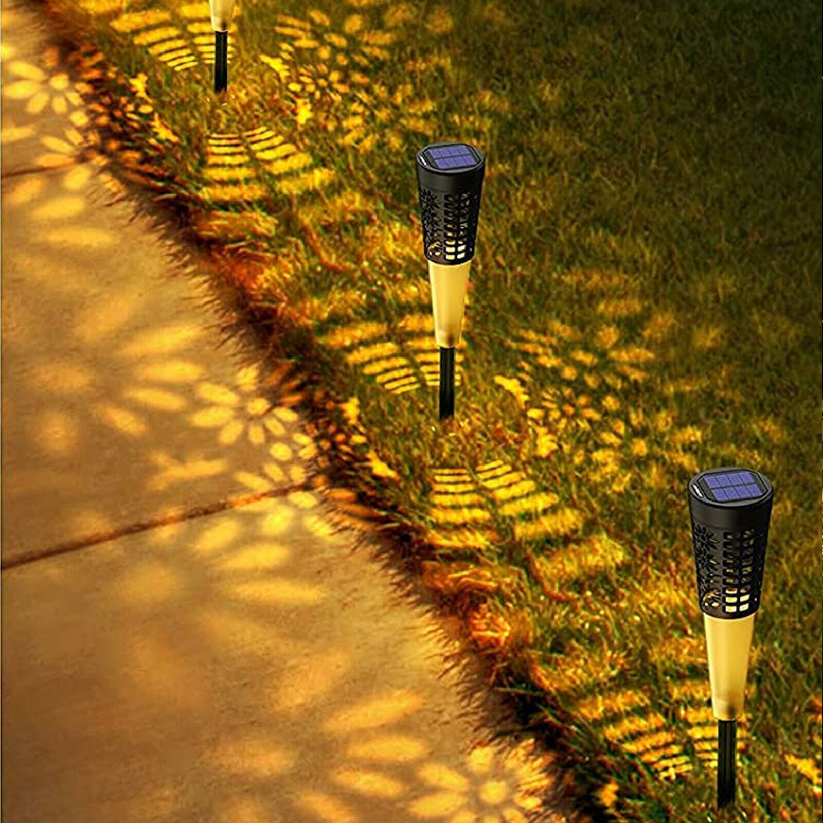 Solar Pathway Lights Hollow out Decor IP54 Waterproof Solar Powered Garden Light